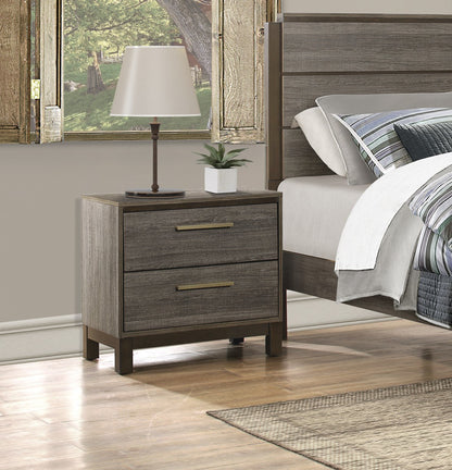 Contemporary Styling 1pc Nightstand of 2x Drawers w Antique Bar Pulls Two-Tone Finish Wooden Bedroom Furniture
